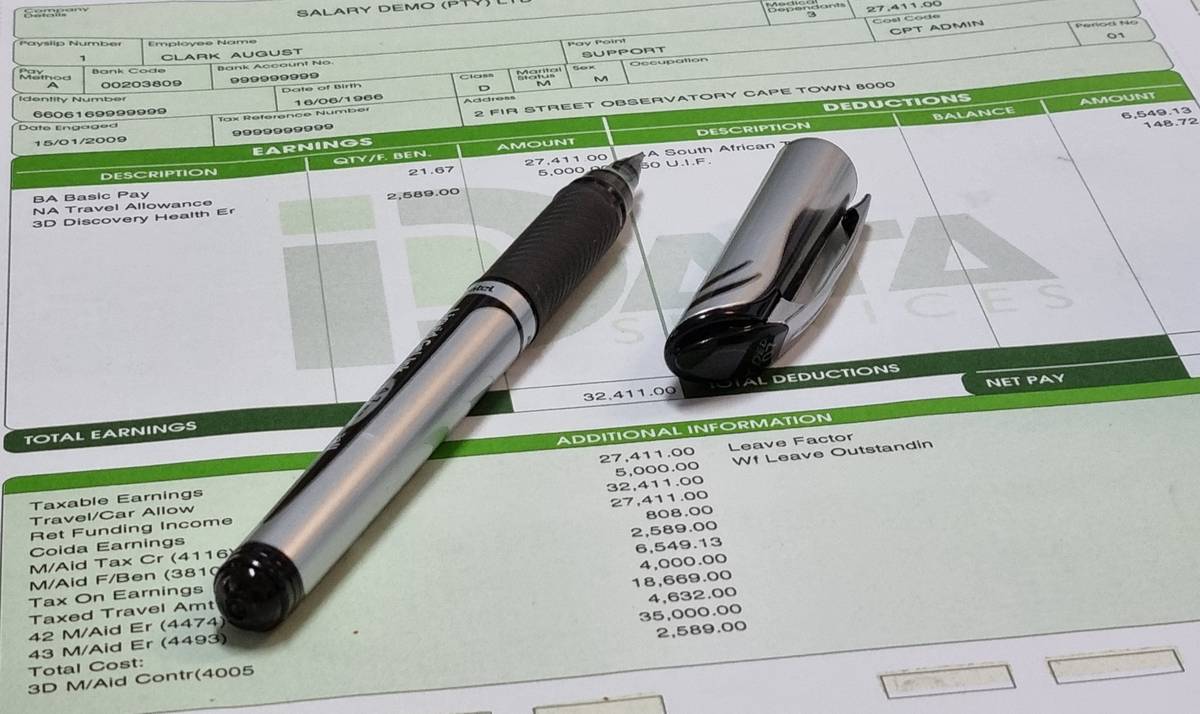 Image of a payslip showing multiple deductions